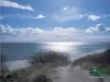 Computer screen wallpaper: A view of the beach near Boderne on Danish island Bornholm.
