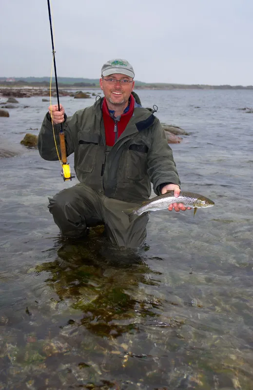 To be released - This sea trout caught on the day of the recording went back right after this picture was taken.